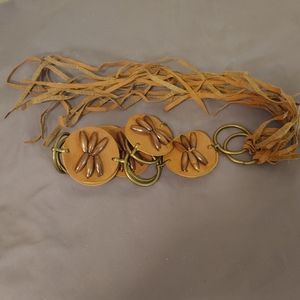 🌼4/$20 Beaded Leather Medallion&Metal Ring Belt